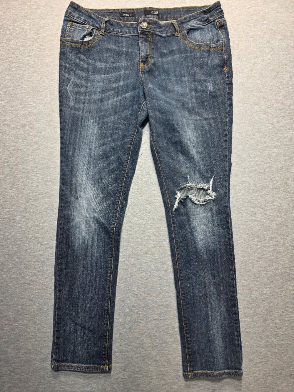 A.N.A Modern Fit Womens Jeans Size 14 Dark Wash Distressed Knee